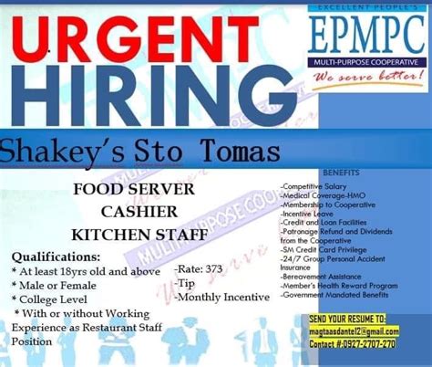 urgent job hiring in sto tomas, batangas|Sto Tomas Hiring Work, Jobs .